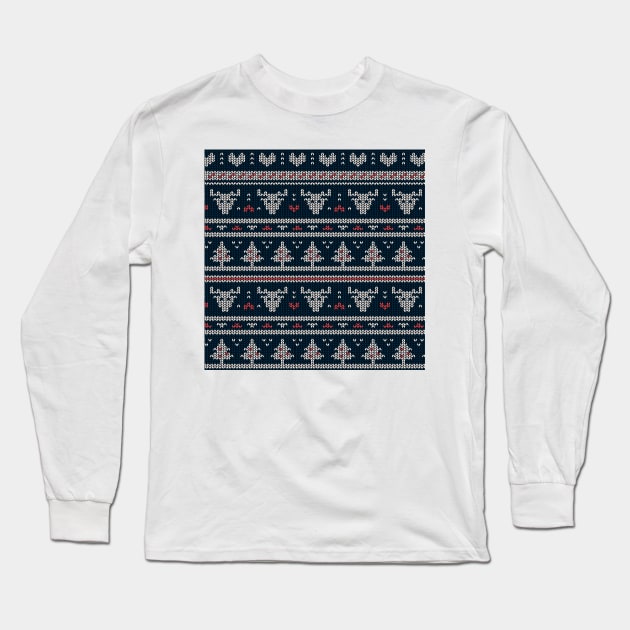 Christmas knitted pattern Long Sleeve T-Shirt by Inspired-DS